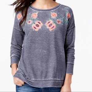 Lucky brand S embroidered floral sweatshirt shirt